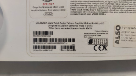 Zdjęcie przedmiotu: Zegarek / Smartwatch Apple Watch 7 45mm GPS + Cellular stal nierdzewna w kolorze mocnego grafitu z bransoletą mediolańską w kolorze mocnego grafitu kod prod. MKL33WB/A