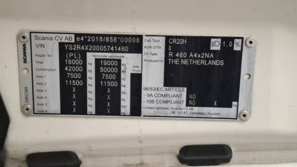 Zdjęcie przedmiotu: SCANIA R460 Super E6 18.0t 4x2 NA Highline