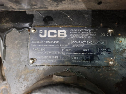 Zdjęcie przedmiotu: JCB 35Z-1 mini crawler excavator