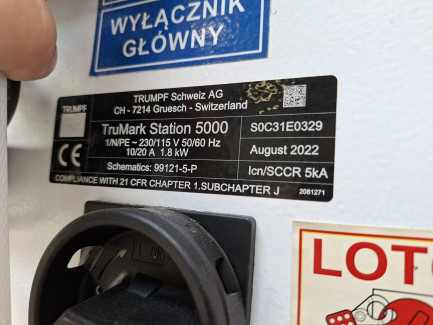 Zdjęcie przedmiotu: Система лазерного маркування TRUMPF TRUMARK STATION 5000